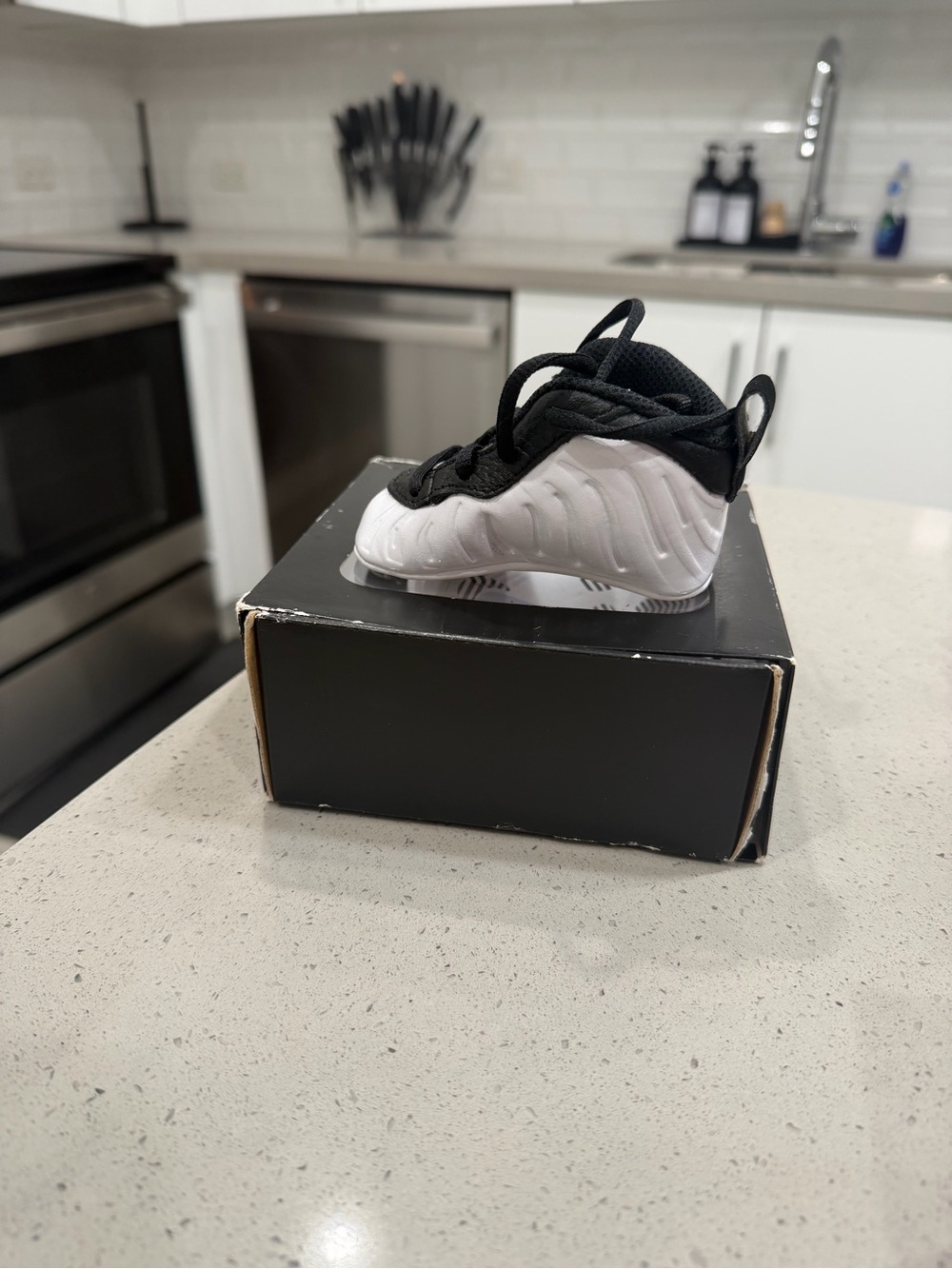 Nike Kids Foam Runner in White and Black